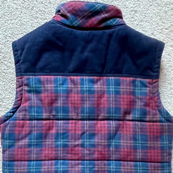 Kane & Unke Plaid Quilted Corduroy Vest Size Medium Navy Blue Burgundy Red - Picture 8 of 11
